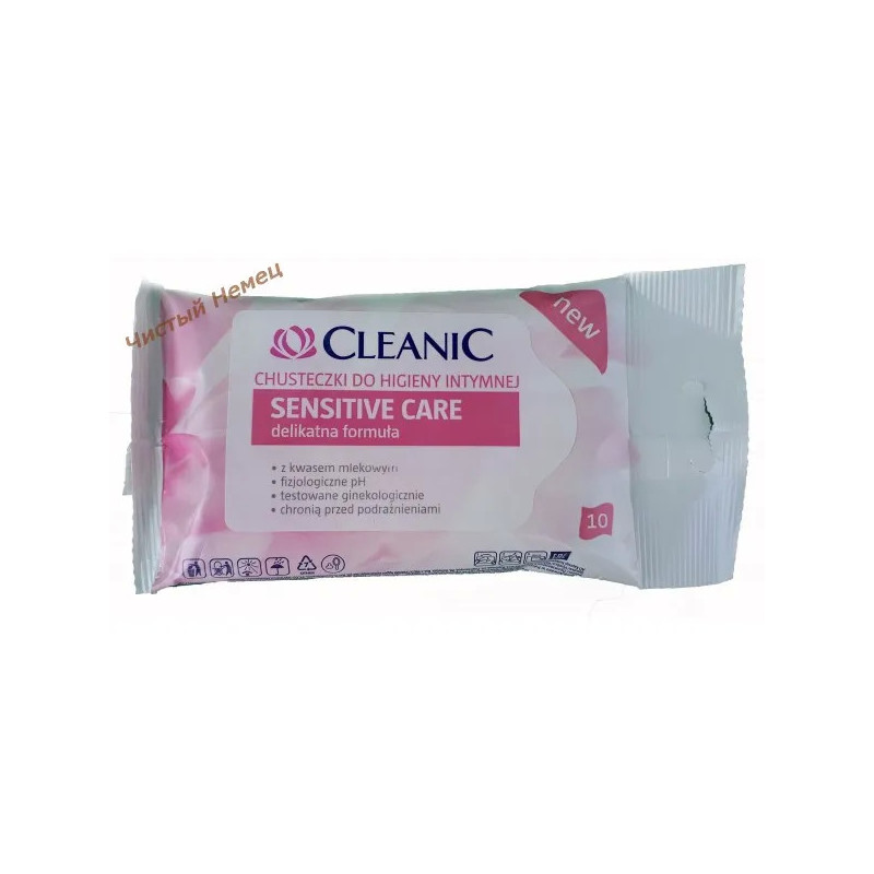 Cleanic влажн. салфетки д. интим (10 шт) Sensitive Care 