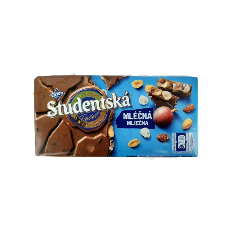 Шоколад ORION Studentska Rozbal Hudbu молочный с арахисом и желе (180g) Чехия