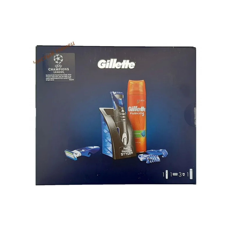 Gillette картонная коробка (Styler ст. + насадки + гель 200 мл ) 