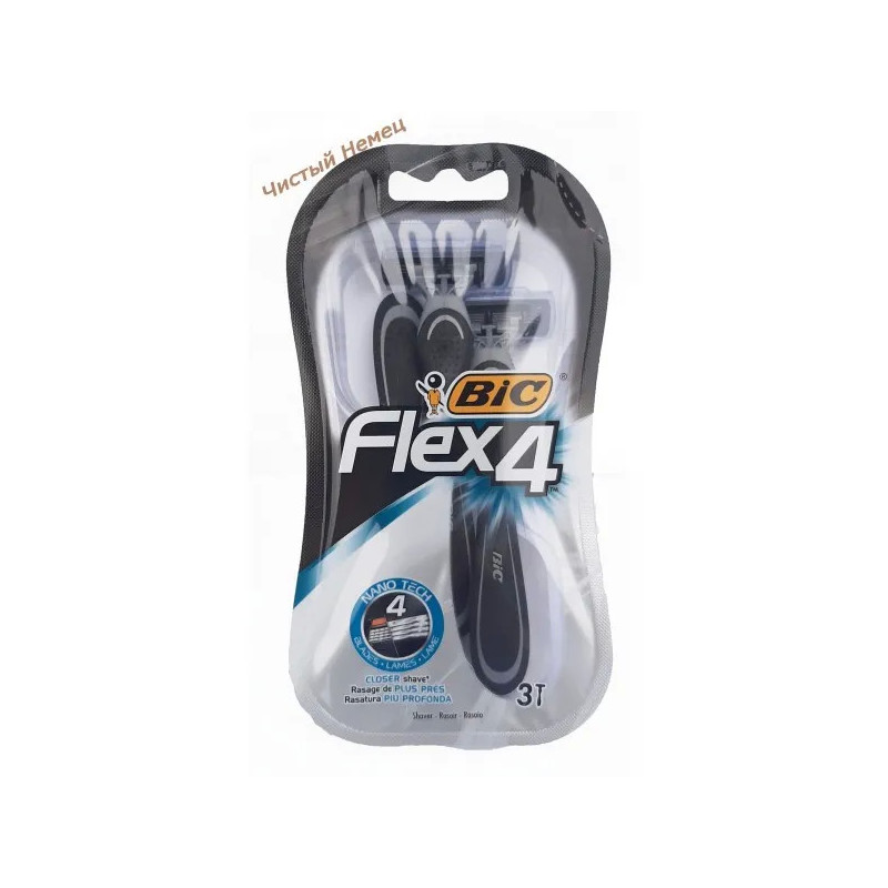 Bic Flex 4 (3 шт) одноразовые станки Черн.