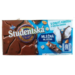 Шоколад Orion Studentska Duomix Zele a Rozinkami,белый и молочный с изюмом и орешками(180 гр) Чехия