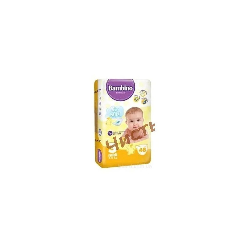 Bambino подгузники детские 3 midi 4-9 kg  48 шт