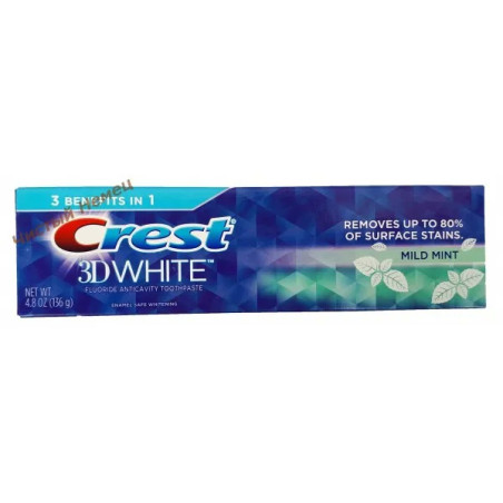 Crest 3D White отбеливающая зубная паста Mild Mint Fluoride Anticavity Toothpaste (136 гр) USA